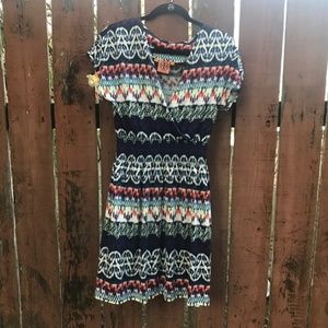 Tory Burch Printed Faux Wrap Silk Dress-Size S